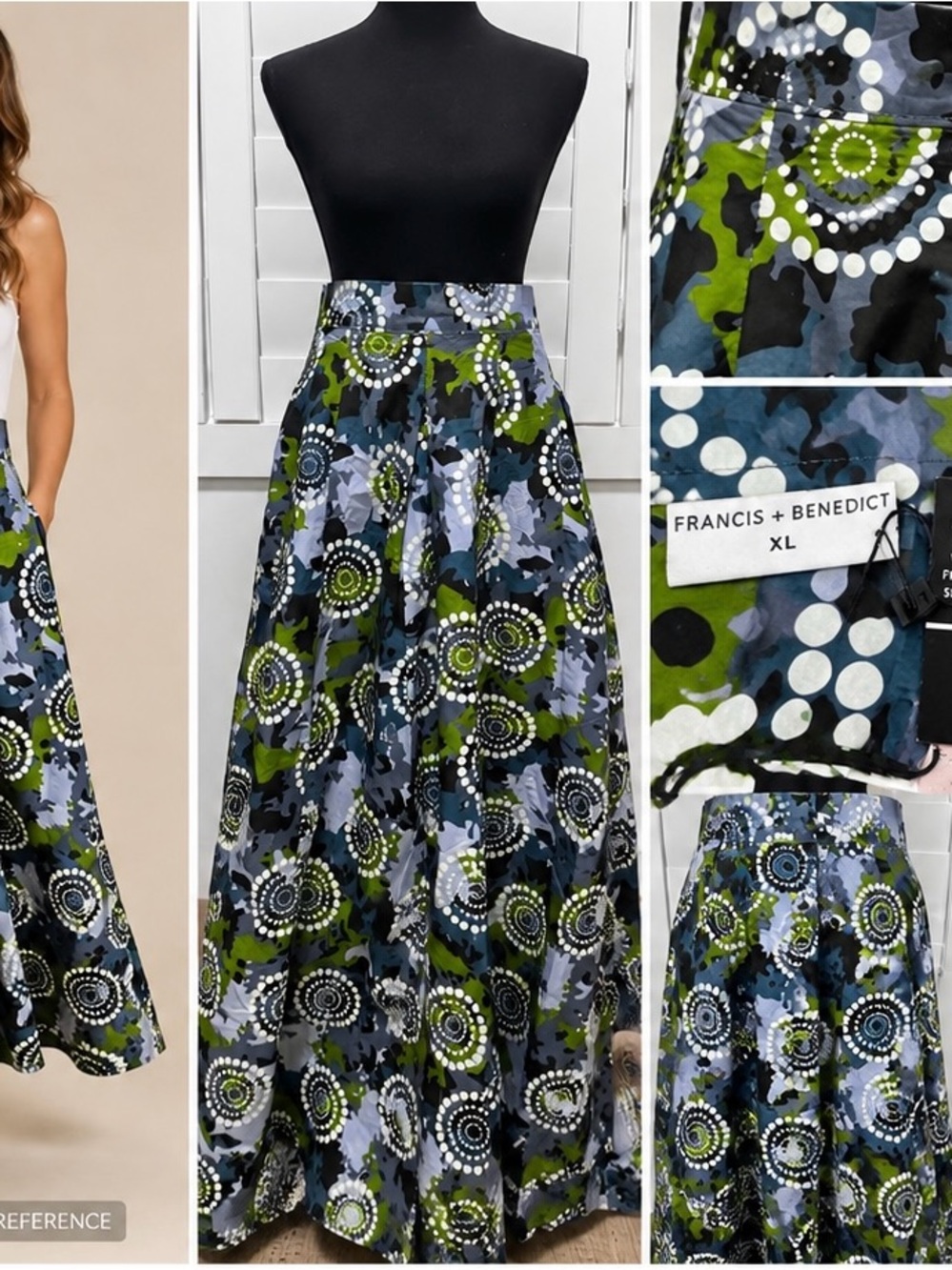 NWT Francis + Benedict Juliette African Print Maxi Skirt XL Handmade
